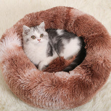 Load image into Gallery viewer, Round Plush Dog Bed House Dog Mat Winter Warm Sleeping Cats Nest Soft Long Plush Dog Basket Pet Cushion Portable Pets Supplies
