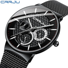 Load image into Gallery viewer, Mens Watches CRRJU Luxury Fashion Ultra-thin Auto Date Wrist Watch Waterproof Big Face Sport Watch for Men Relogio Masculino
