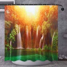 Load image into Gallery viewer, 3D Waterfall Landscape Waterproof Bathroom Shower Curtain Rug Set Sunshine Polyester Bath Curtain Non-slip Toilet Cover Bath Mat
