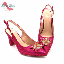 Load image into Gallery viewer, Fashionable African Shoes and Bag Set Italian Women Fuchsia Color Nigerian Shoes with Matching Bags for Royal Wedding Party
