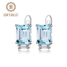 Load image into Gallery viewer, Gem&#39;s Ballet Natural Sky Blue Topaz 100% 925 sterling silver Clip Earrings Classic Cut Gemstones Earrings For Women Gift Wedding
