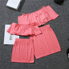 Load image into Gallery viewer, Summer Family Matching Outfits Ruffle Tops Skirts Two Piece Mommy and Me Clothes 2021 New Sweet Solid Color Women Girls Set
