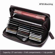 Load image into Gallery viewer, BISON DENIM Genuine Leather Men&#39;s Wallet RFID Blocking Long Purse Coin Case Passport Cover For Mens Credit Card Holder W8226
