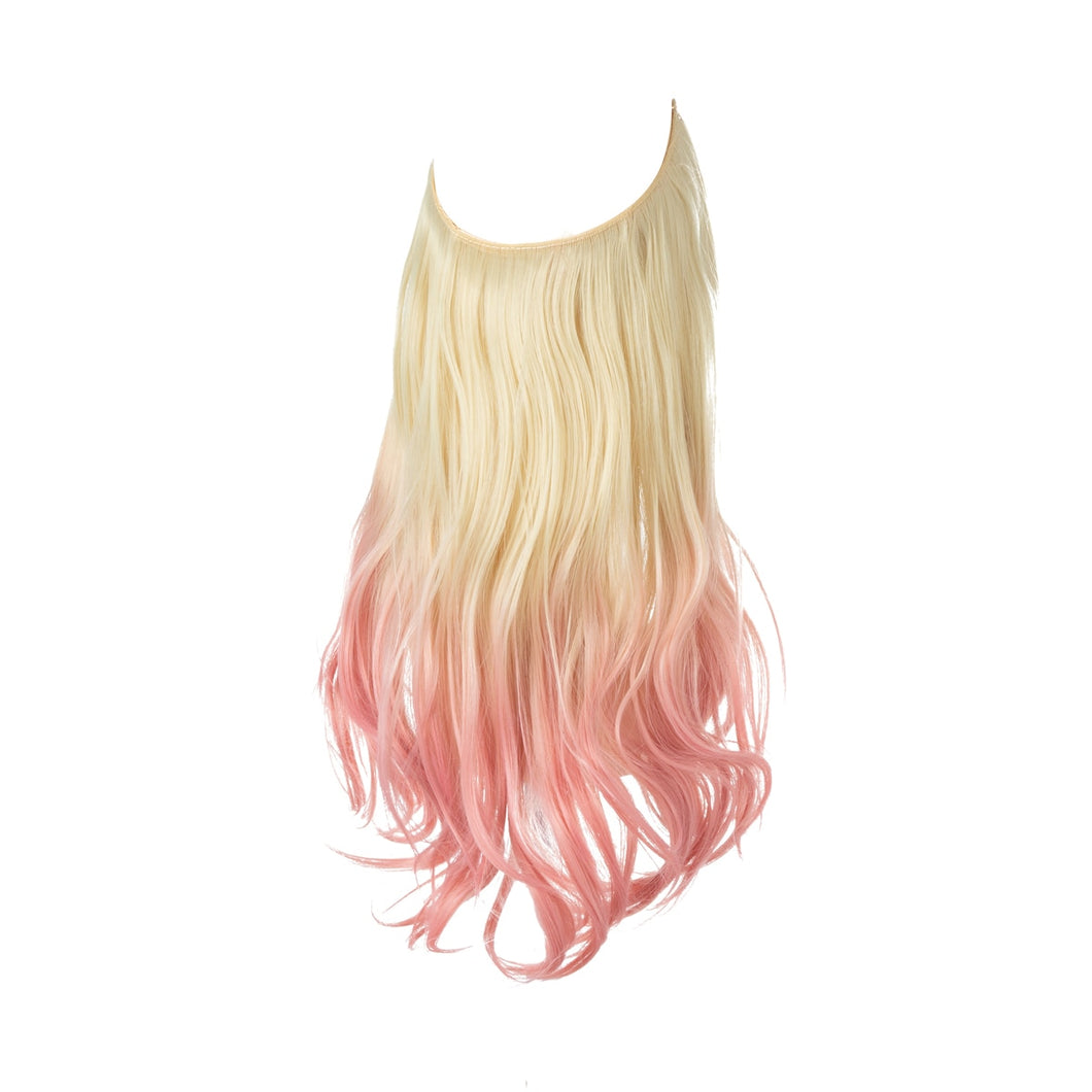 No Clip Wave Halo Hair Extensions Ombre Synthetic Natural Black Blonde Pink One Piece False Hairpiece Fish Line Fake Hair Piece