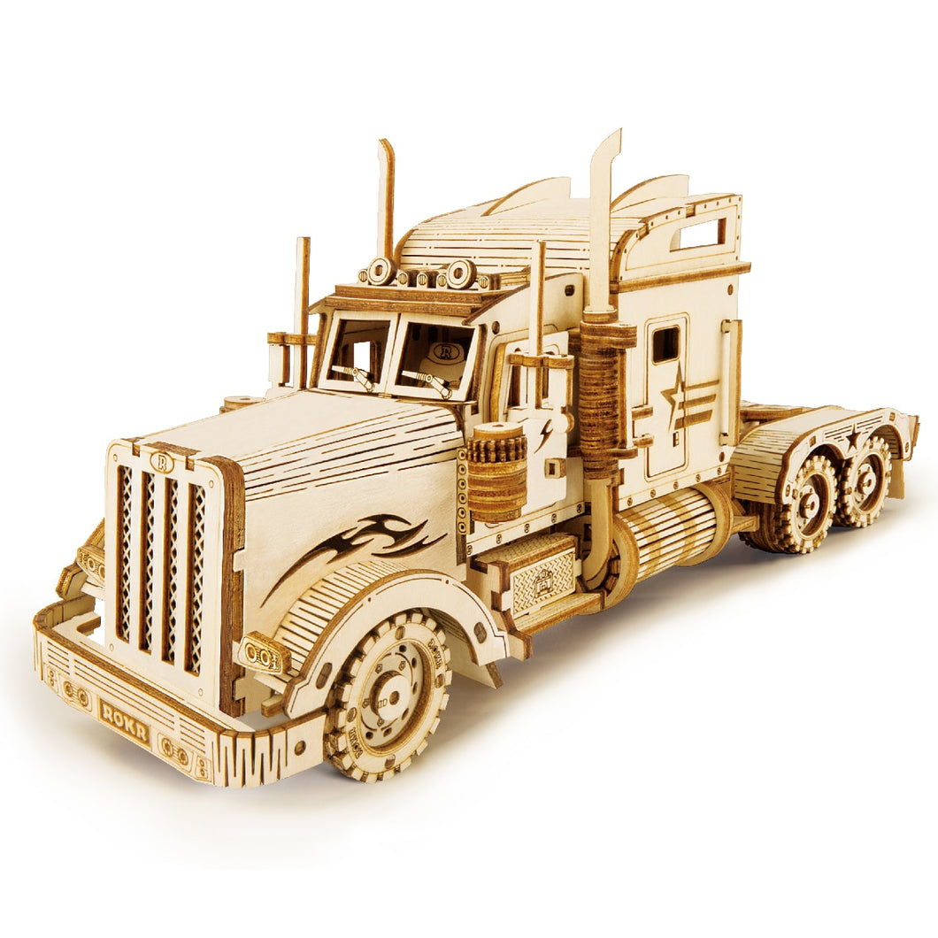 Robotime 1:40 286pcs Classic DIY Movable 3D America Heavy Truck Wooden Model Building Assembly Toy Gift for Children Adult MC502