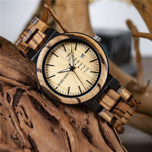 Load image into Gallery viewer, BOBO BIRD Wood Watch Men relogio masculino Week and Date Display Timepieces Fashion Casual Wooden Clock Boyfriend Best Gift
