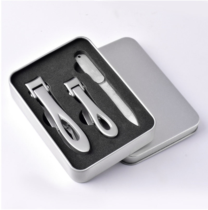 3PCS/SET Nail Clippers Stainless Steel Nail Cutter Toenail Nail File Manicure Trimmer Toenail Clippers for Thick Nails With Box