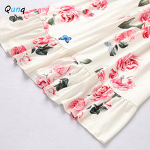 Load image into Gallery viewer, Qunq Mother Daughter Dress Summer Flower Print Casual Ruffle Dresses for Women Girl 2021 New White Family Matching Outfits
