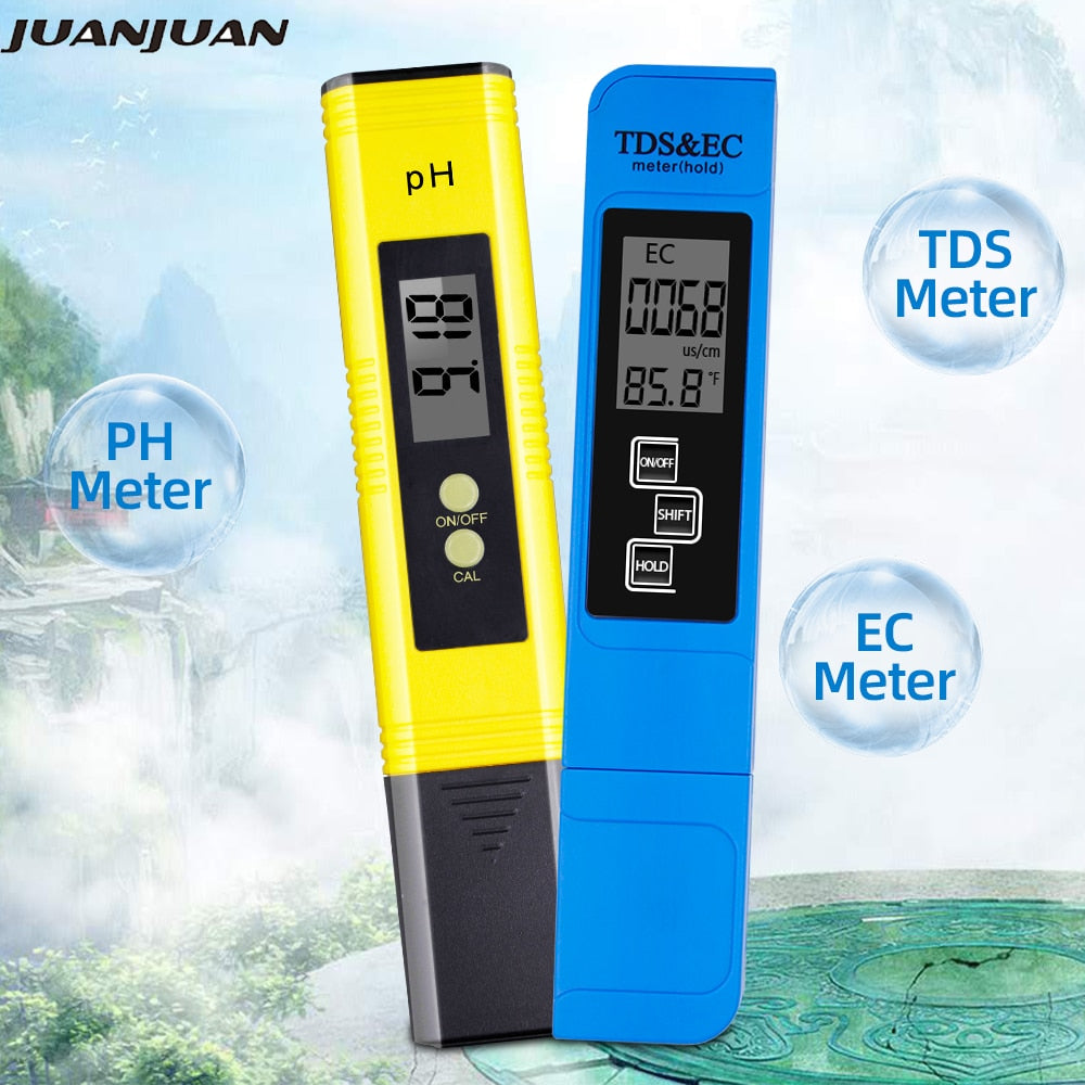 2pcs Digital 0.0-14.0 PH Meter Tester 0-9990ppm Digital TDS EC LCD Water Purity PPM Aquarium Filter 28%off