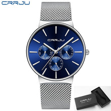 Load image into Gallery viewer, Men Watches CRRJU Top Brand Luxury Waterproof Watch for Male Slim Date WristWatch Mesh Strap Casual Quartz Clock reloj hombre
