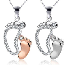 Load image into Gallery viewer, Crystal Lovely Feet Pendant Necklaces Mom Baby Mother&#39;s Day Gift Jewelry Mother Child Foot Chain Locket Necklace
