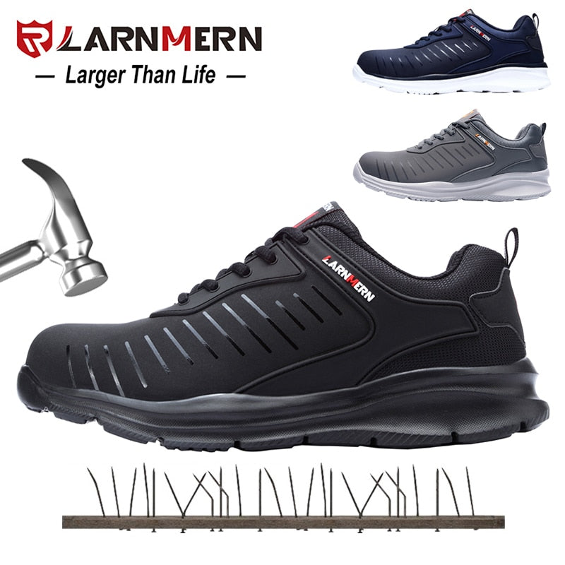 LARNMERM Mens Safety Shoes Work Shoes Steel Toe Lightweight Breathable Warehouse Construction Protection Shoe
