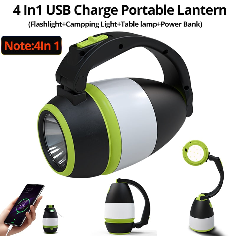 4In1 Multifunction USB Charge Portable Lantern LED emergency Flashlight Camping Light reading desk lamp night light For Outdoor