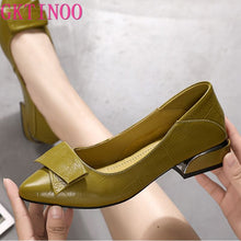 Load image into Gallery viewer, GKTINOO Brand Shoes Thick Heel Ladies Pumps Genuine Leather Pointed Toe Colorful Square Heels Party Handmade Shoes Women
