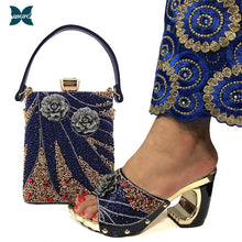 Load image into Gallery viewer, 2021 New Arrival Fashionable Italian Shoes and Bag Sets Silver Color Women&#39;s Shoes with Appliques for African lady Sandals
