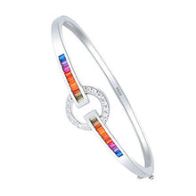 Load image into Gallery viewer, 100% 925 Sterling Silver Jewelry Rainbow Bracelet Bangles Fashion Oval CZ Tennis Chain Multi Color Zircon Wedding Jewelry Gift
