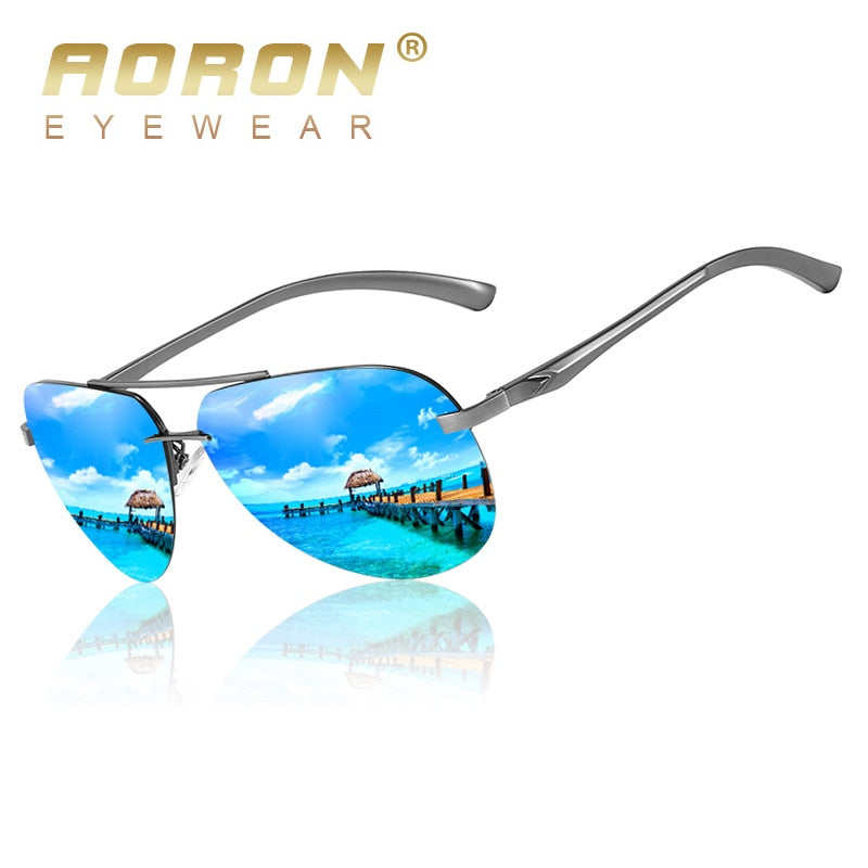 AORON Men Polarized Sunglasses Men Brand Design Sun Glasses Aluminum Leg Mirror Lens Sunglasses for Men/women