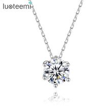 Load image into Gallery viewer, LUOTEEMI Brand Gift Classic Permanent 2ct Solitaire Hearts and Arrows CZ Pendant Necklace Birthday Gift Factory Wholesale
