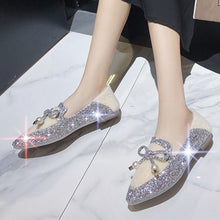 Load image into Gallery viewer, Sexy Women Pointed Toe Princess Shoes Fashion Women&#39;s Casual Shoes Rhinestone Slip-on Glitter Bowknot Outdoor Leisure Shoes
