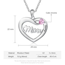 Load image into Gallery viewer, JewelOra Personalized Mom Necklace with DIY Birthstone Customized Engraved Name Heart Pendant Anniversary Mothers Day Gifts
