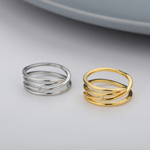 Load image into Gallery viewer, Simple Zircon Round Couple Rings For Women Girls Gold Multilayer Cross Geometr Female Finger Ring Aesthetic Jewelry Accessories
