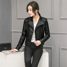 Load image into Gallery viewer, FTLZZ New Spring Autumn Women Faux Soft Leather Jackets Pu Black Blazer Zippers Coat Motorcycle Outerwear Biker Jacket
