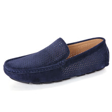 Load image into Gallery viewer, New Suede Flat Shoes Men Round Toe Slip On Men&#39;s Loafers Blue Breathable Hollow Out Flat Casual Summer Shoes Fashion Loafer Shoe
