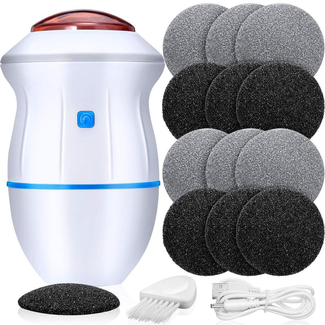 Portable Electric Vacuum Adsorption Foot Grinder Electronic Foot File Pedicure Tools Callus Remover Feet Care Sander with 12 Pcs