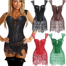 Load image into Gallery viewer, Miss Moly Women Steampunk Corset Lady Faux Leather Lace Up Front Zipper Back Corset Goth Bustier Christmas Fancy Dress
