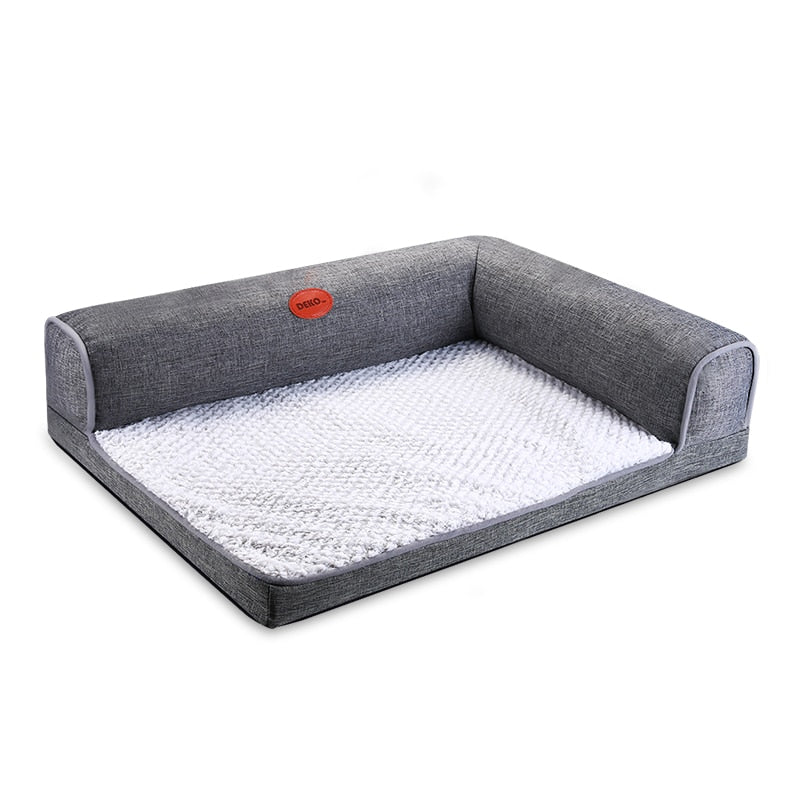 DEKO L Shaped Dog Bed Sofa Soft Waterproof Sleeping Hondenmand Cushion For Big Cat House Bed Puppy Mat Pet Supplies
