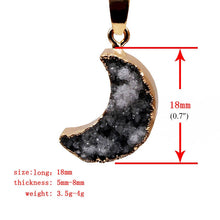 Load image into Gallery viewer, Natural Druzy Crystal Moon Pendant Necklace 18 Inch Electroplated Healing Crystal Quartz Chakra Gem Stones Jewelry Women Girls
