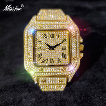 Load image into Gallery viewer, Dropshipping Gold Men Watch Ice Out Lab Diamond Square Watches for Male Waterproof Hip Hop bling bling Cool Hour Gift Wholesale
