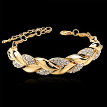 Load image into Gallery viewer, Bohemian Style Women Girls Gold Bracelet Rhinestone Leaves Chain Bangle Luxury Wedding Jewelry Simple Fashion Elegant New
