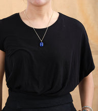 Load image into Gallery viewer, Lapis Lazuli Pendant Necklace Gold Tone Chain Charm Necklace Unique Simple Jewelry Women Femme Homme Bijoux
