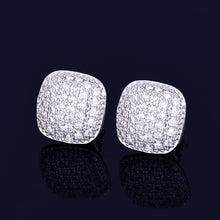 Load image into Gallery viewer, 10MM Square Men Women Stud Earring Gold Color Full Cubic Zircon Screw Back Earrings Hip Hop Jewelry for Gift
