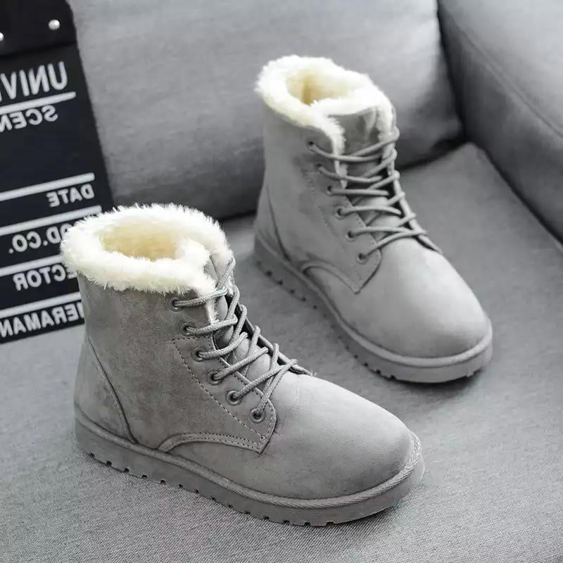 Women boots 2019 winter snow boots female boots  warm lace flat with women shoes tide shoes  hot sale  2020