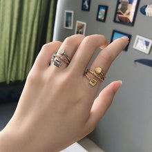 Load image into Gallery viewer, Aesthetic Round Square Couple Ring For Women Gold Aadjustable Geometric Finger Ring Vintage Jewelry Accessories Bague Femme 2021
