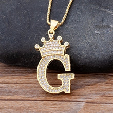 Load image into Gallery viewer, New Luxury Copper Zircon A-Z Crown Alphabet Pendant Chain Necklace Punk Hip-Hop Style Fashion Woman Man Initial Name Jewelry
