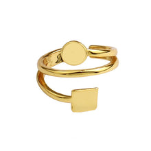 Load image into Gallery viewer, Aesthetic Round Square Couple Ring For Women Gold Aadjustable Geometric Finger Ring Vintage Jewelry Accessories Bague Femme 2021
