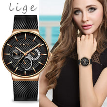 Load image into Gallery viewer, 2020 LIGE New Listing Rose Gold Women Watches Quartz Watch Ladies Top Brand Luxury Female Watch Girl Clock Relogio Feminino+Box
