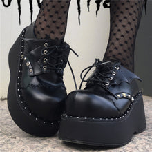 Load image into Gallery viewer, Punk Maid Dress Demonia Platform Women&#39;s Shoes Mary Janes Pink Black Gothic Rock Lolita Girls Wedge High Heels Rivet Laces Shoes
