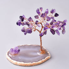 Load image into Gallery viewer, Natural Crystal Tree Amethyst Rose Quartz Aquamarine Lucky Tree Decoration Agate Slices Mineral Stone Home Decor Christmas Gift
