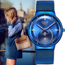 Load image into Gallery viewer, 2020 Watch Women And Men Watch LIGE Top Brand Luxury Ladies Mesh Belt Ultra-thin Watch Waterproof Quartz Wrist watch Reloj Mujer
