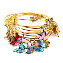 Load image into Gallery viewer, 5pcs Gold Color Bangle Bracelet Set Adjustable Wire Cuff Bracelets for Women Fashion Jewelry Charm Bangles Gift C042
