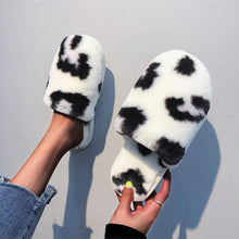 Load image into Gallery viewer, House Women Fur Slippers Indoor Leopard Print Furry Slides Fluffy Soft Plush Flats Non Slippers Home Casual Shoes Ladies Female
