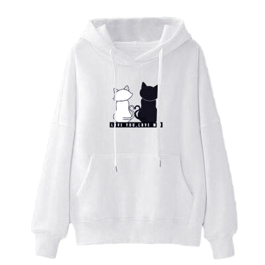 Korean Kangaroo Women School Pocket Pullover Winter Sweatshirts Cat Hoodie Kawaii Mujer Streetwear Hoodie Poleron Oversized Wome