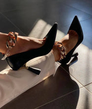 Load image into Gallery viewer, Womens High Heels Chain Gold Black Beige Shoes Sexy Comfortable Leather Pumps Stiletto туфли женские Ladies 2020 2021 Lolita
