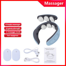 Load image into Gallery viewer, 6 Heads Neck Massager Shoulder Cervical Massager Multifunctional Electric Hot Compress Pulse Neck Protector Rechargeable Massage
