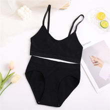 Load image into Gallery viewer, FINETOO Seamless Women Top Panties Set Cotton Tops Low Waist G-String Underwear Set Soft Active Wear Lingerie Fitness Crop Top
