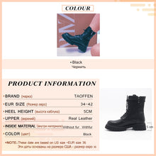 Load image into Gallery viewer, Taoffen New Women&#39;S Ankle Boots Real Leather Lace Up Women Winter Shoes Fashion Cool Short Boots Women Footwear Size 34-42
